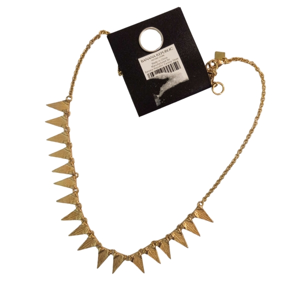 NWT | Banana Republic Gold Toned Rhinestone Triangle Necklace - Picture 5 of 5